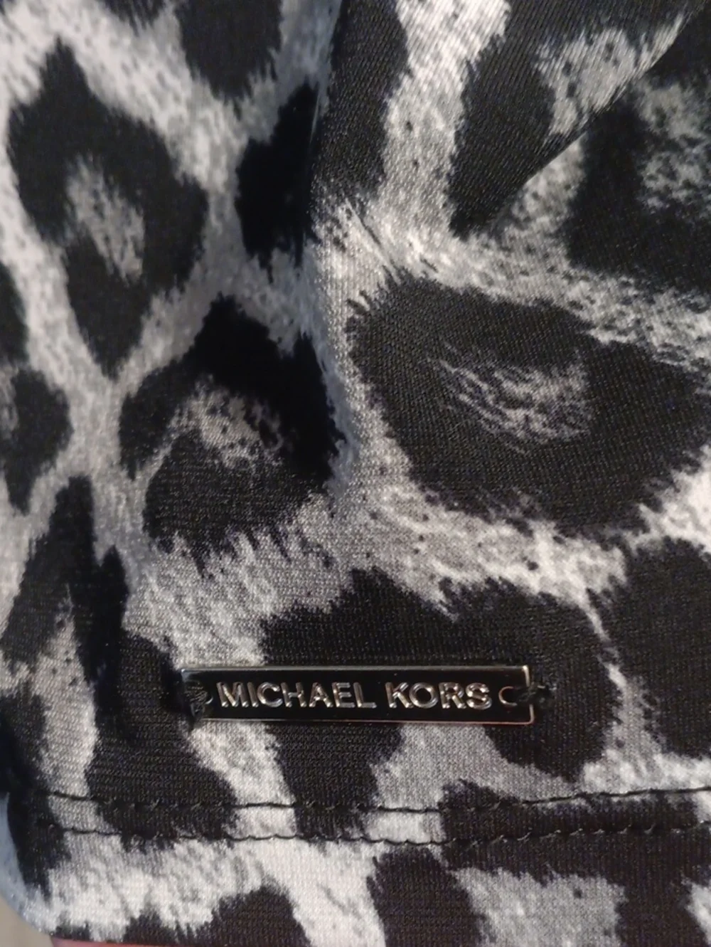 Michael Kors Sleeveless Cowl Neck Leopard Print Top - Black & White